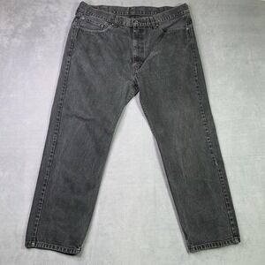 Levis 505 Jeans Mens 40x30 Black Gray Straight Leg Denim Zip Fly Classic Fit